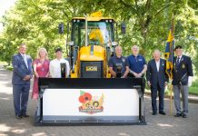 RETIRED FIREFIGHTER DIGS DEEP FOR POPPY APPEAL WITH JCB BADGE